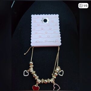 Black Diamond Goldtone Heart Bracelet NWT